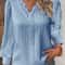 Elegant Summer Lace Patchwork V Neck Blouse 3