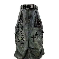 y2k goblin core cross denim jorts shorts