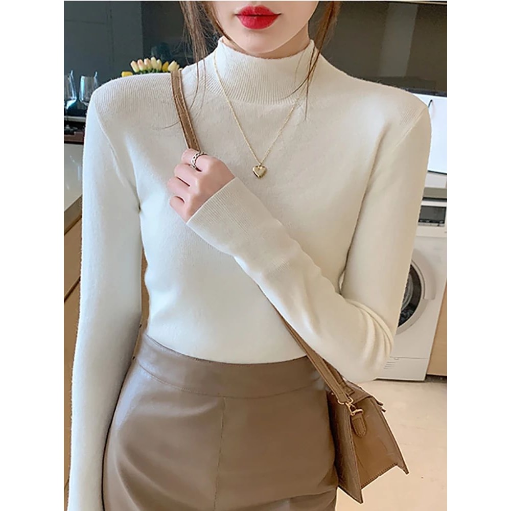 AOSSVIAO Womens Stretch Turtleneck Sweater 2