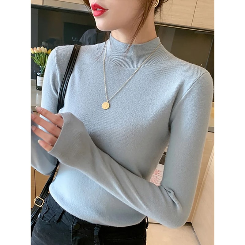 AOSSVIAO Womens Stretch Turtleneck Sweater 14