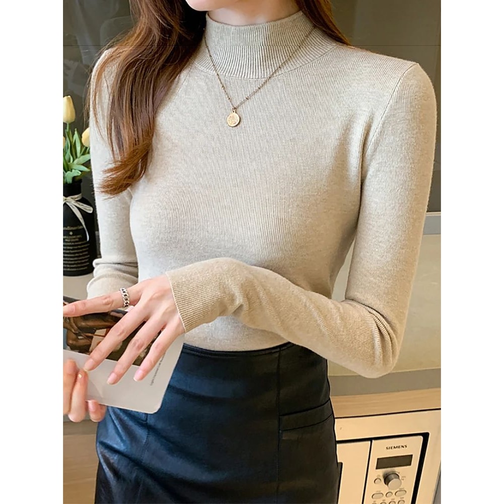 AOSSVIAO Womens Stretch Turtleneck Sweater 15