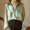 Elegant Satin Long Sleeve Womens Shirt 8