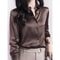 Elegant Satin Long Sleeve Womens Shirt 9