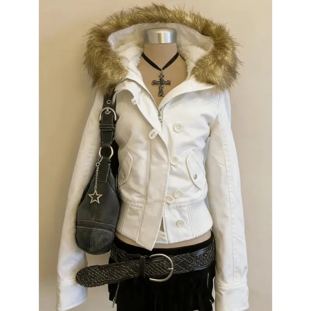 Subculture Gothic Hooded Faux Fur Coat 13