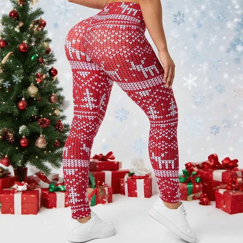 Christmas Print Hip Lifting Leggings 1