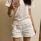 High Waisted White A Line Womens Shorts 1