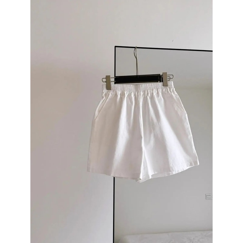 High Waisted White A Line Womens Shorts 6