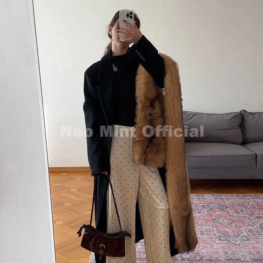 Luxury Faux Fur Striped Winter Scarf 1