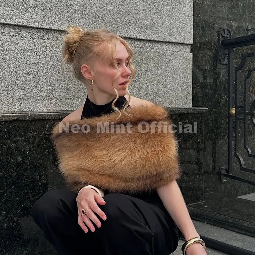 Luxury Faux Fur Striped Winter Scarf 2