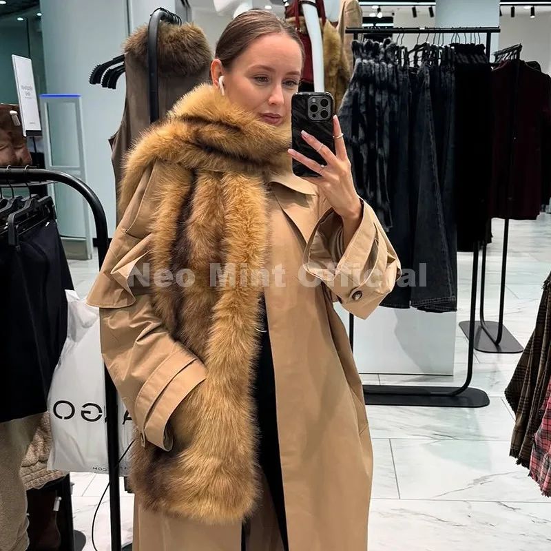 Luxury Faux Fur Striped Winter Scarf 5