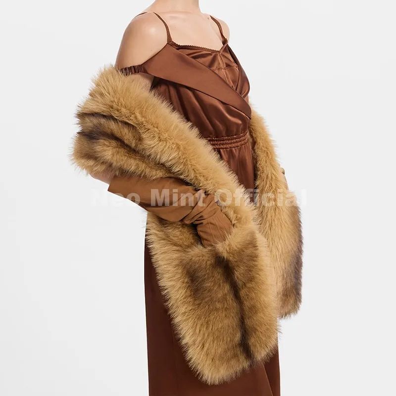 Luxury Faux Fur Striped Winter Scarf 7