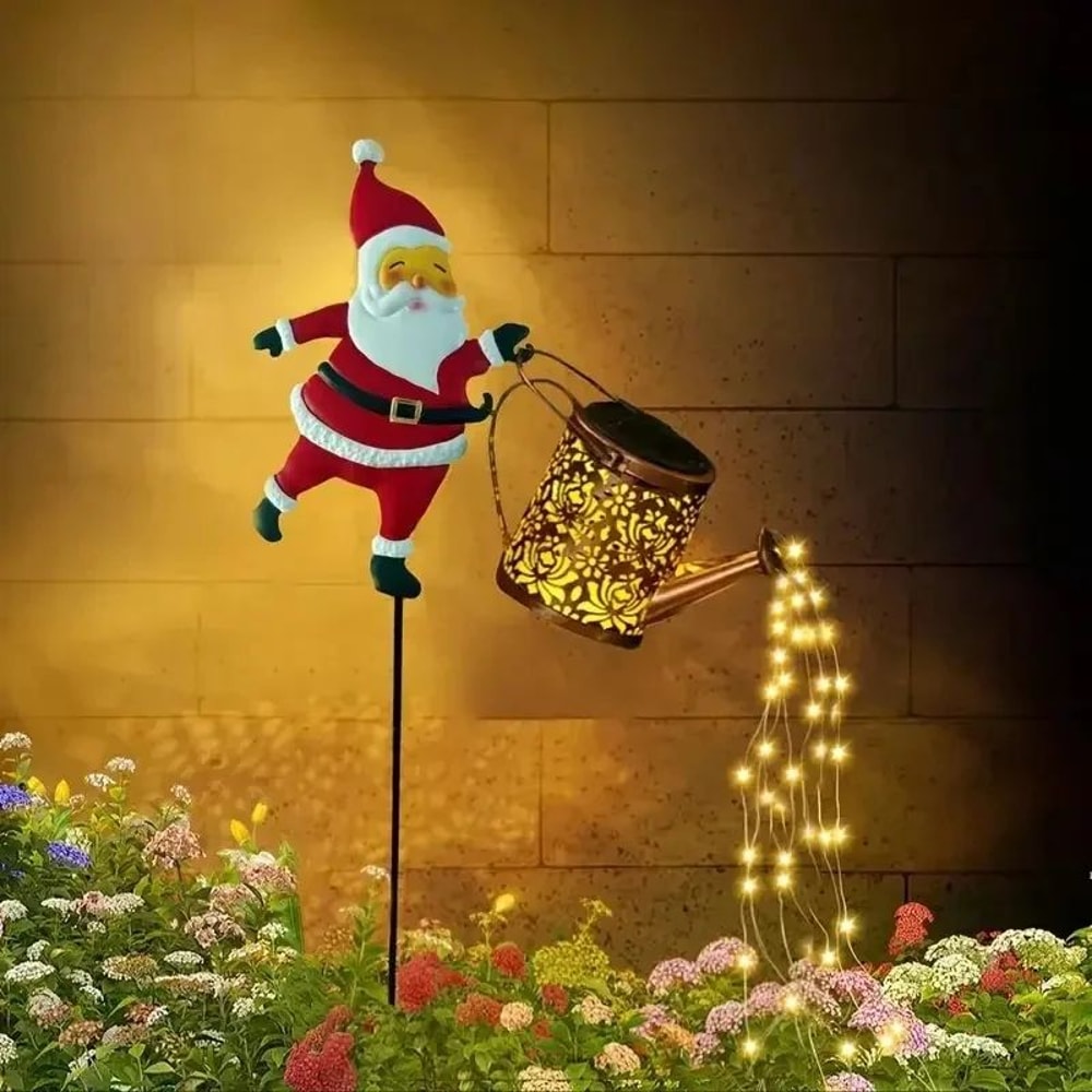 Christmas Santa Solar Kettle Garden Lights 5