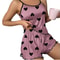 Womens Pink Heart Ice Silk Pajama Set 4
