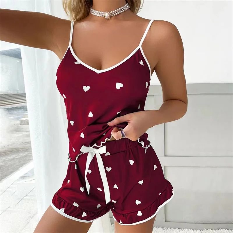 Womens Cute Printed Summer Pajama Set 0