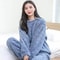 Women Autumn Warm Ribbed Fleece 2 Piece Pullover And Pants Set 5