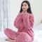 Women Autumn Warm Ribbed Fleece 2 Piece Pullover And Pants Set 9