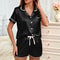 Women Summer Silk Satin Pajama Set With Button Down Top And Shorts 11