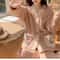 Women Thick Warm Flannel Winter Pajama Set With Cardigan 2