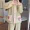 Women Thick Warm Flannel Winter Pajama Set With Cardigan 5