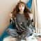Women Autumn Thin Bear And Cat Print Pajama Set 7