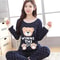 Women Autumn Thin Bear And Cat Print Pajama Set 10
