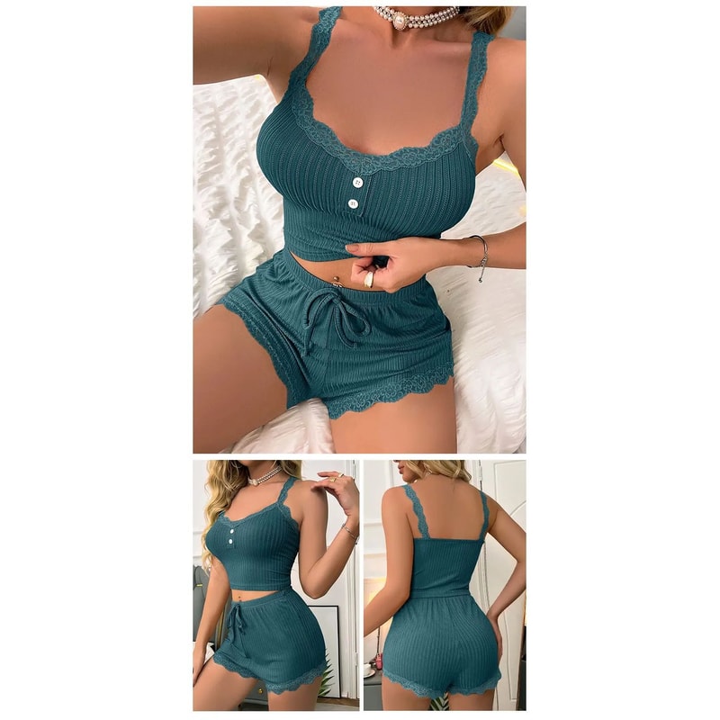 Women Summer Pajama Set With Sexy Lounge Top And Trousers 3