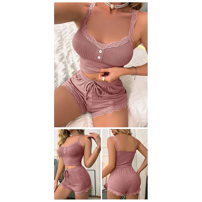 Women Summer Pajama Set With Sexy Lounge Top And Trousers 4