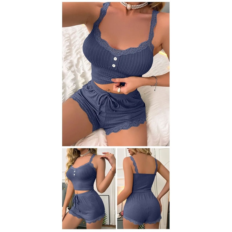 Women Summer Pajama Set With Sexy Lounge Top And Trousers 6