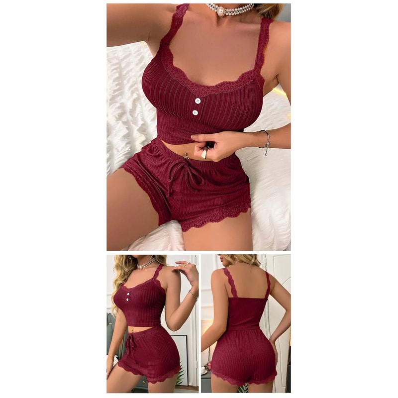 Women Summer Pajama Set With Sexy Lounge Top And Trousers 8