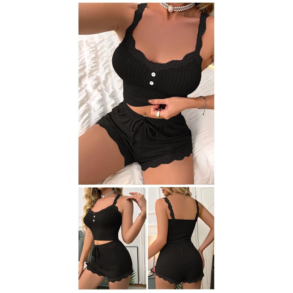 Women Summer Pajama Set With Sexy Lounge Top And Trousers 9