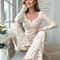 Women Floral Print Long Sleeve Pajama Set With Lettuce Trim 10
