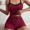 Women Summer Ribbed Knit Lace Trim Cami Pajama Set 6