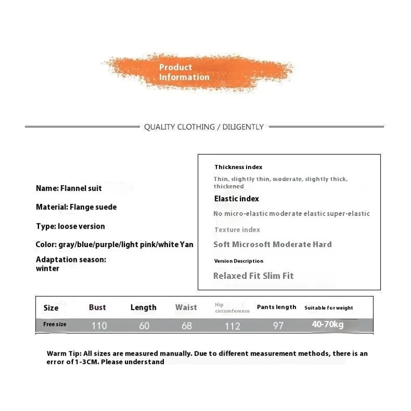 Women Winter Coral Velvet Thick Warm Pajama Set 7