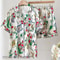 Women Floral Print Satin Pajama Set With Loose Top And Trousers 17