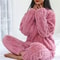 Women Soft Coral Velvet Jacquard Winter Pajama Set 11