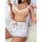 Women Lace Patchwork V Neck Pajama Set With Cami And Shorts 7