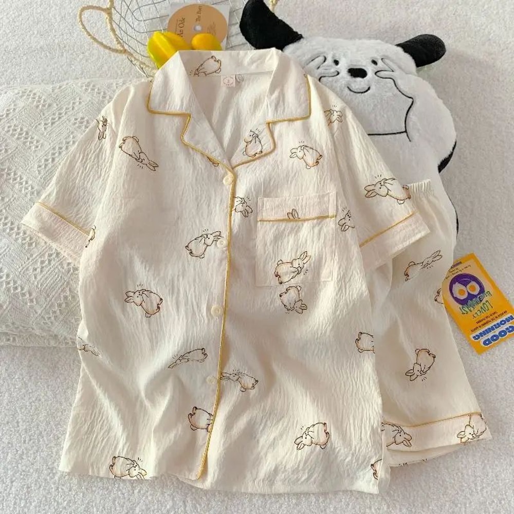 Women Polka Dot Cotton Pajama Set With Top And Shorts 7