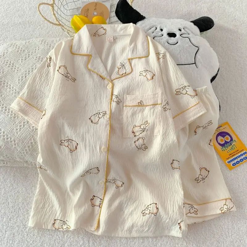 Women Polka Dot Cotton Pajama Set With Top And Shorts 7