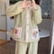 Women Winter Thick Flannel Cardigan Pajama Set 4
