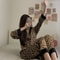 Women Leopard Print Long Sleeve Pajama Set 1