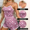 Women V Neck Lace Print Cami And Shorts Pajama Set 6
