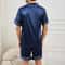 Men Summer Satin Pajama Set With Button Down Shirt And Shorts 1