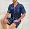 Men Summer Satin Pajama Set With Button Down Shirt And Shorts 2
