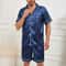 Men Summer Satin Pajama Set With Button Down Shirt And Shorts 3