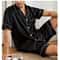 Men Summer Satin Pajama Set With Button Down Shirt And Shorts 5