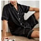 Men Summer Satin Pajama Set With Button Down Shirt And Shorts 5