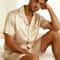 Men Summer Satin Pajama Set With Button Down Shirt And Shorts 9