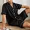 Men Summer Satin Pajama Set With Button Down Shirt And Shorts 13