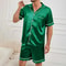 Men Summer Satin Pajama Set With Button Down Shirt And Shorts 14