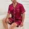 Men Summer Satin Pajama Set With Button Down Shirt And Shorts 15